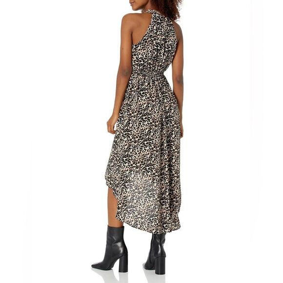 Vince Camuto Dress Women’s 12 Cheetah Print Sleeveless Halter High-Low Midi NWT - Picture 2 of 10